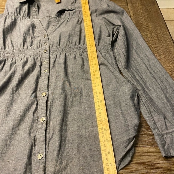 Copper Key Womens Gray Button Up Top Size xL Long Sleeve Cinch side and front - Picture 10 of 11